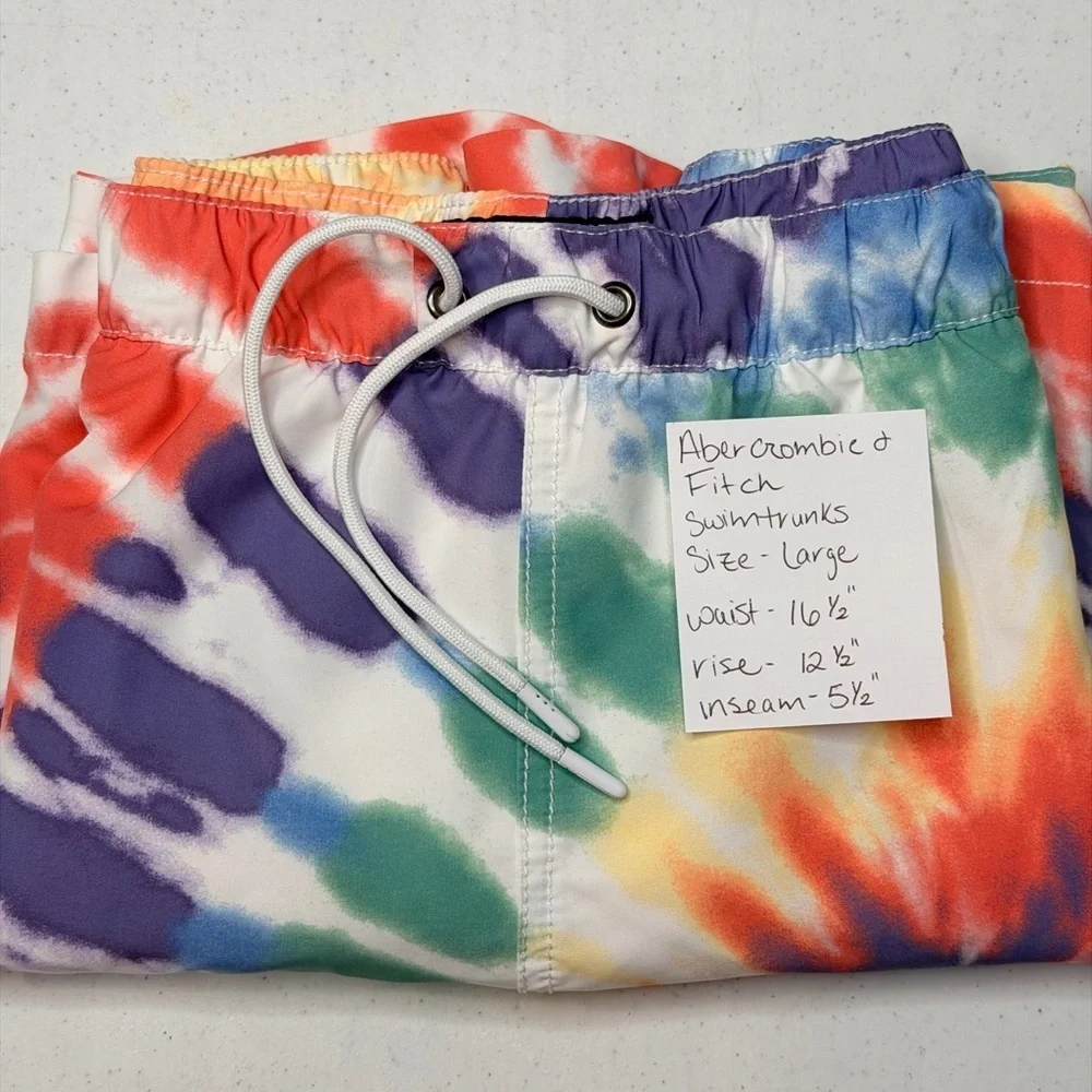 Abercrombie & Fitch Men's Spiral Tie Dye Swim Trunks L Shorts